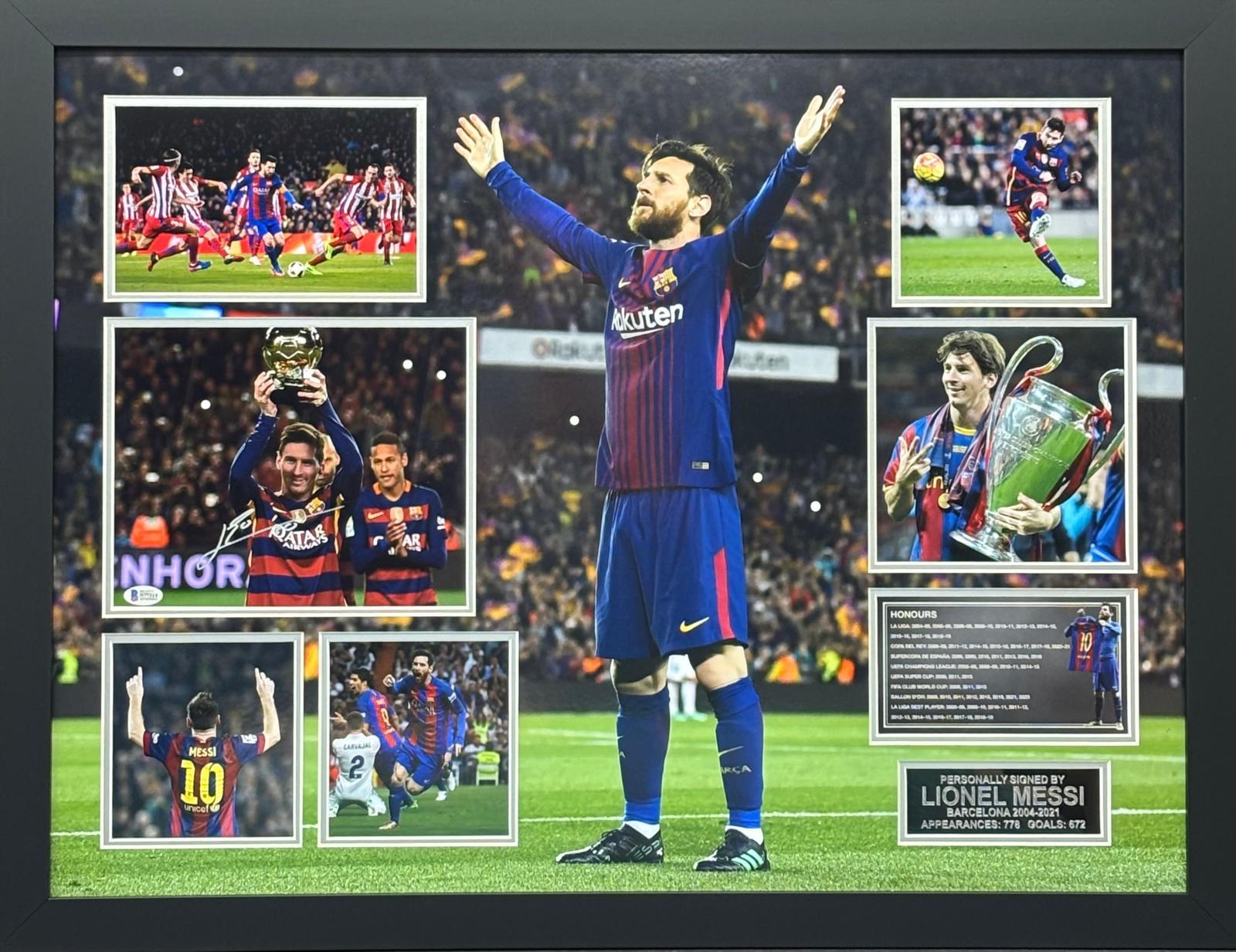 Lionel Messi Signed Photo Display (Barcelona) - Style 1