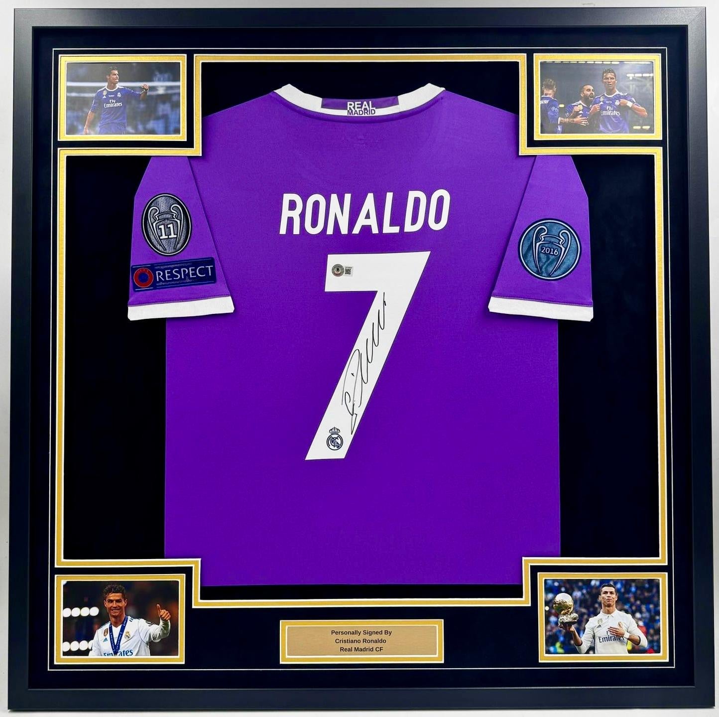 Cristiano Ronaldo Signed Real Madrid Shirt (Purple) – Framed (COA)