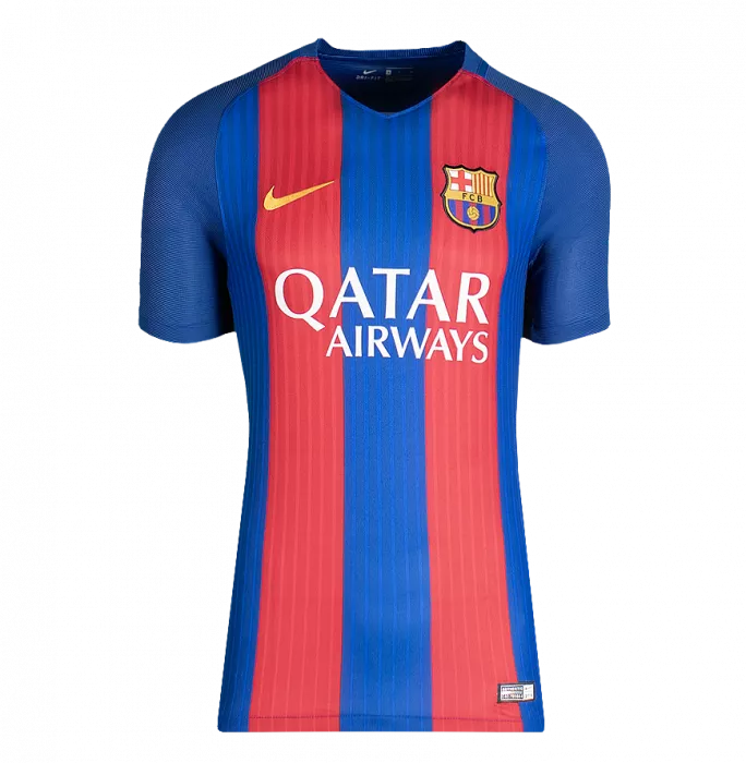 Lionel Messi And Ronaldinho Official Fc Barcelona Back Signed And Framed 2016-17 Home Shirt