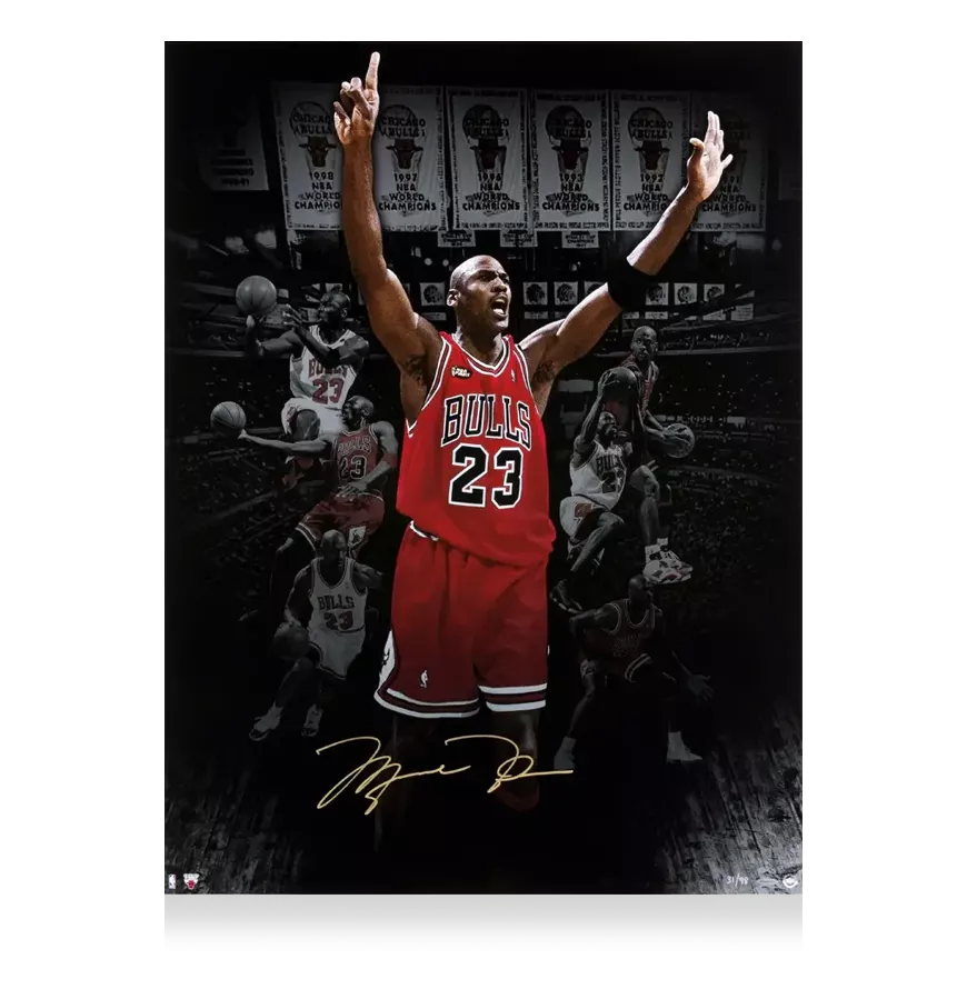 Michael Jordan Signed Photo: Six Banners