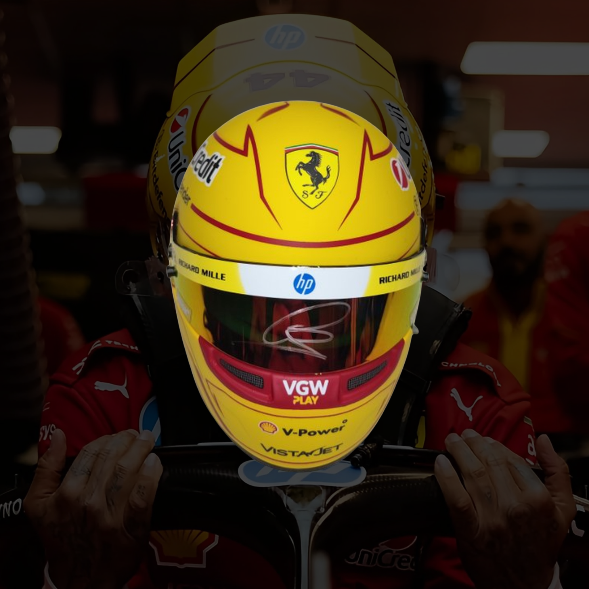 Lewis Hamilton Signed 1:2 Ferrari Helmet