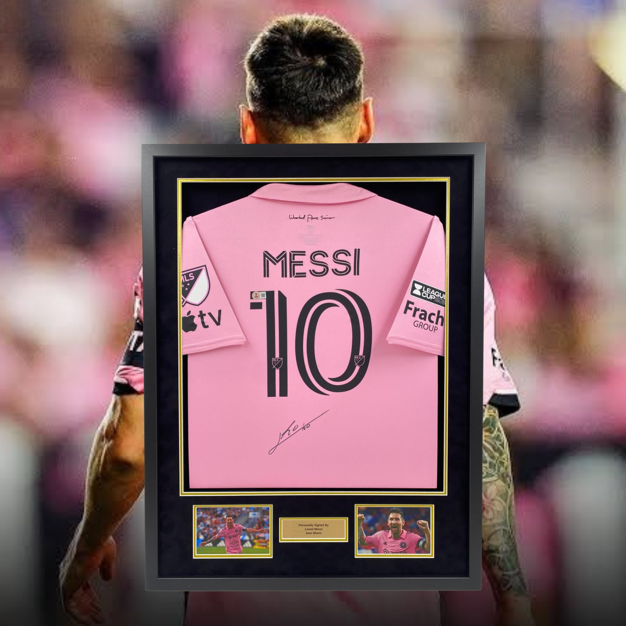 Lionel Messi Signed Inter Miami Shirt (Pink) – Framed (COA)
