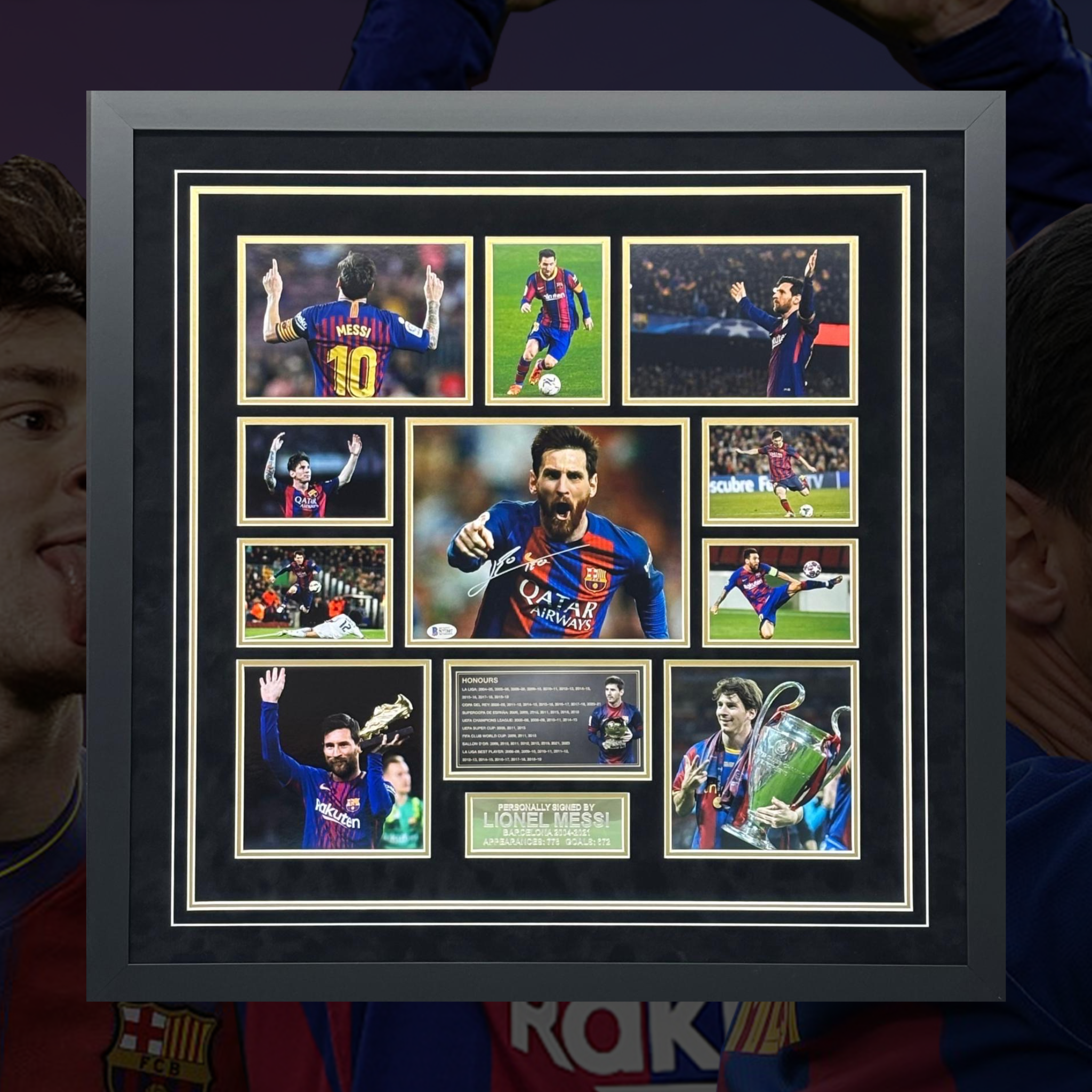 Lionel Messi Signed Photo Display (Barcelona) - Style 2