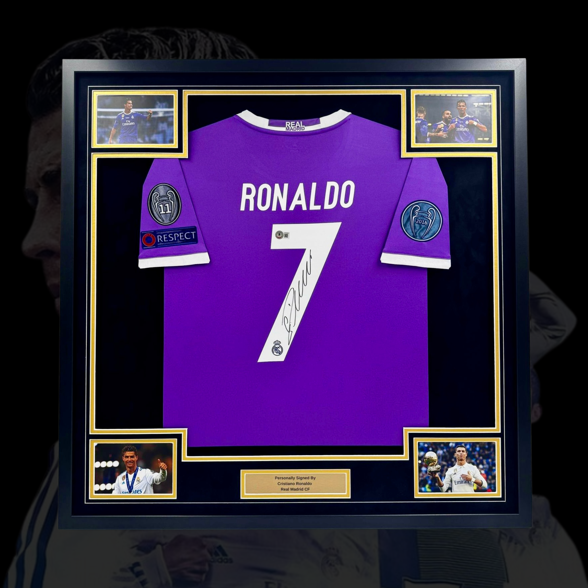 Cristiano Ronaldo Signed Real Madrid Shirt (Purple) – Framed (COA)
