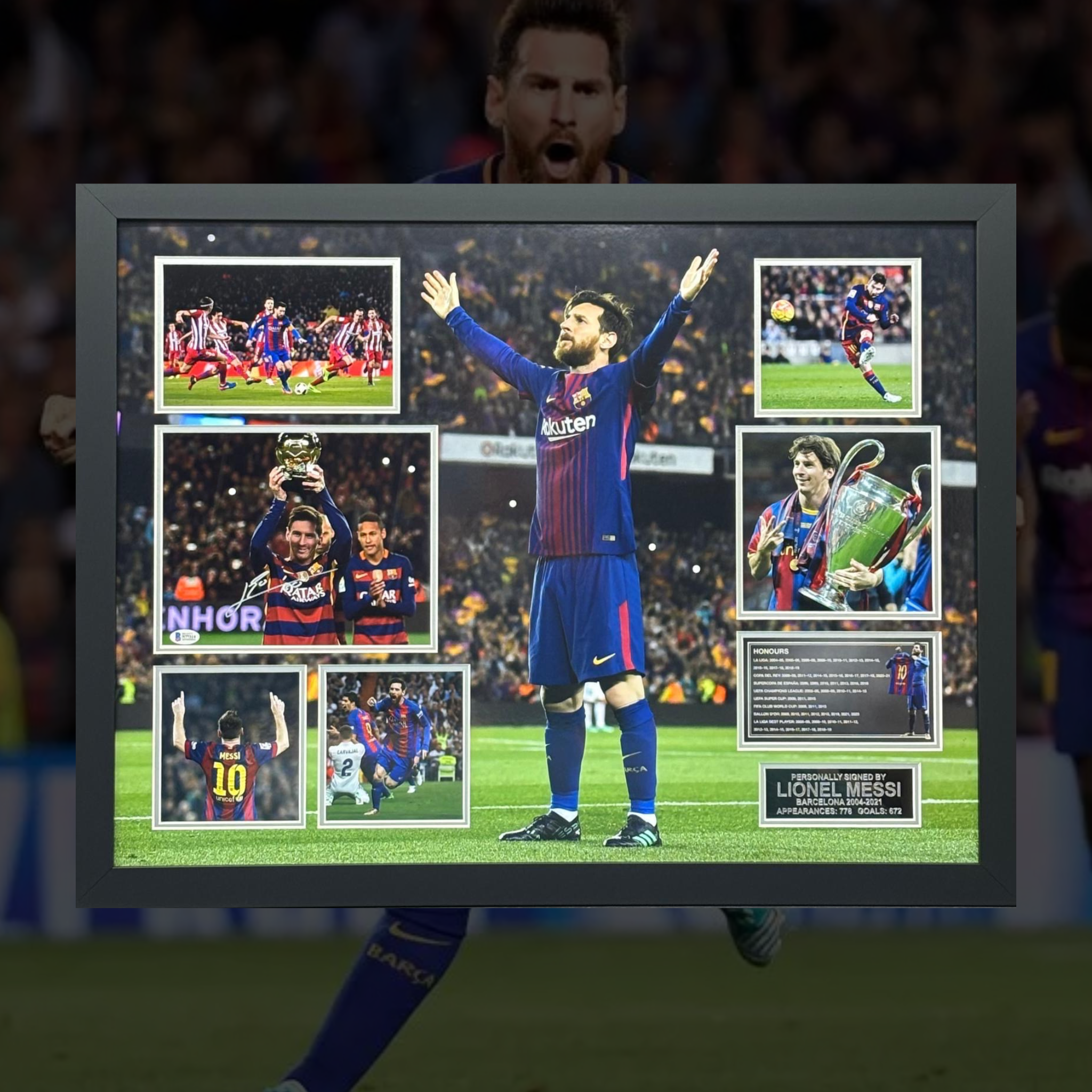 Lionel Messi Signed Photo Display (Barcelona) - Style 1