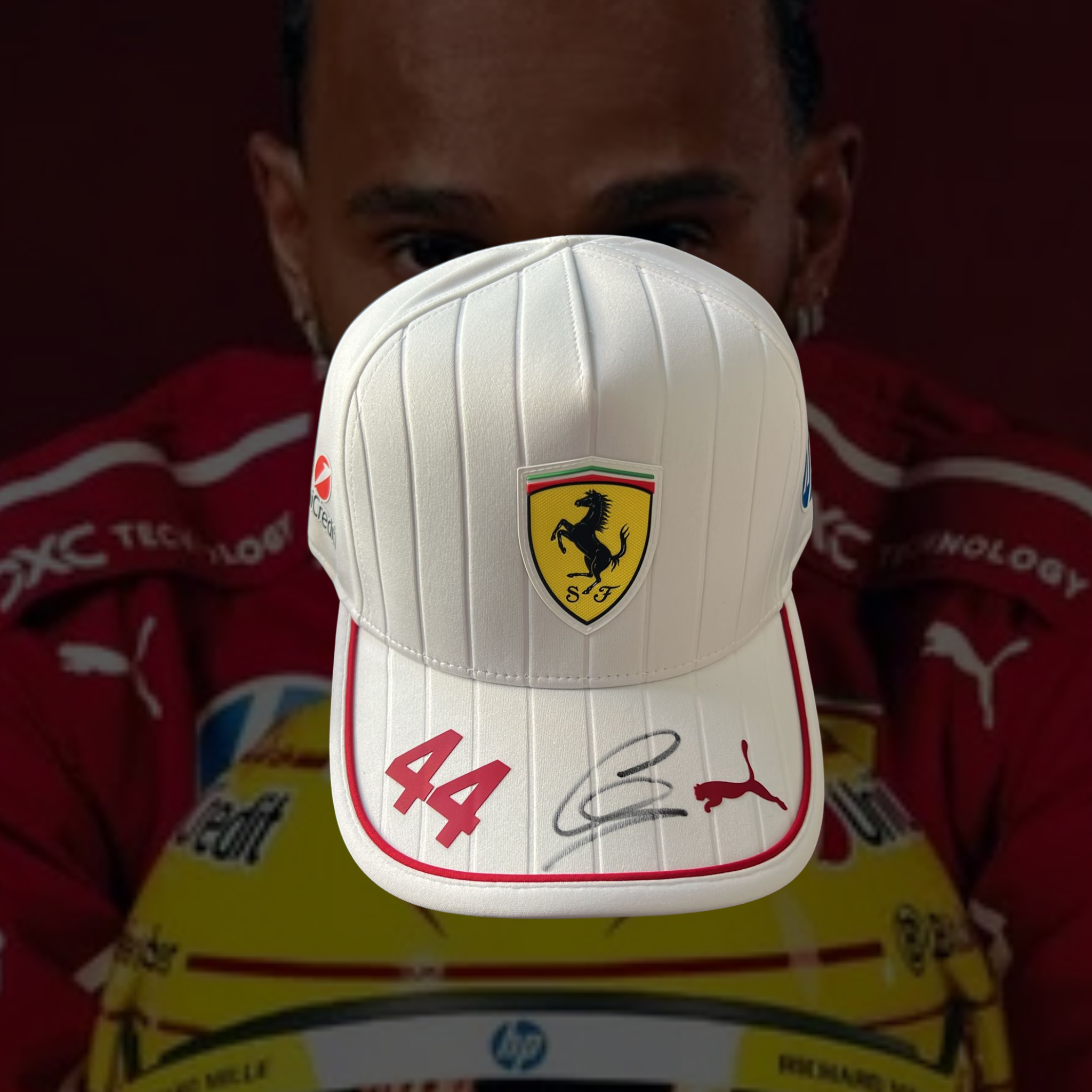 Lewis Hamilton Signed Ferrari Miami GP Drivers Cap
