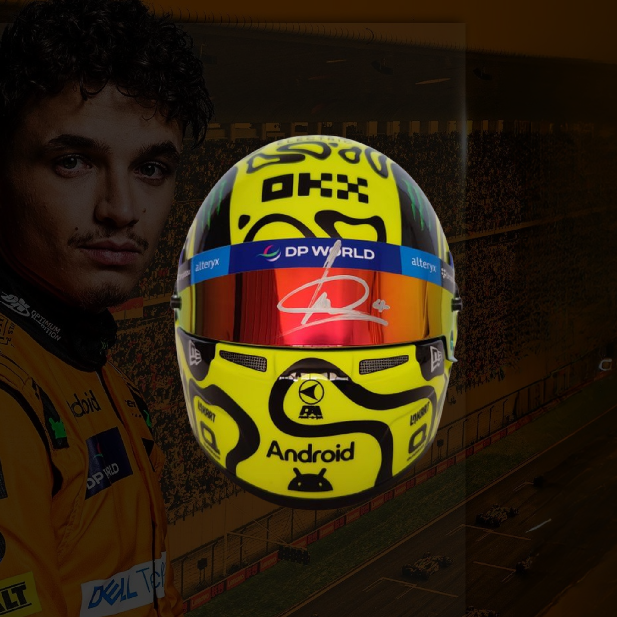Lando Norris Signed 1:2 Replica Helmet
