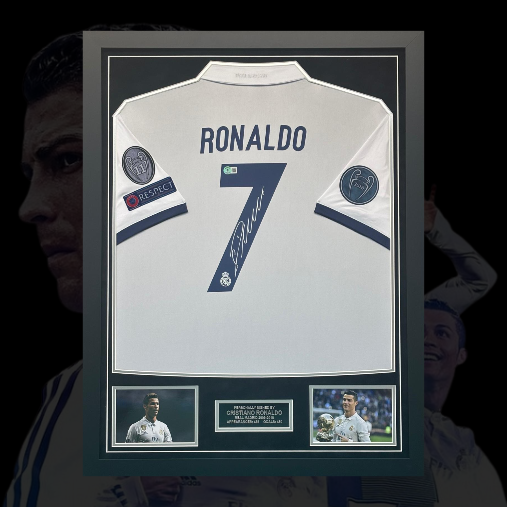 Cristiano Ronaldo Signed Real Madrid Shirt (White) – Framed (COA) – Edition 2